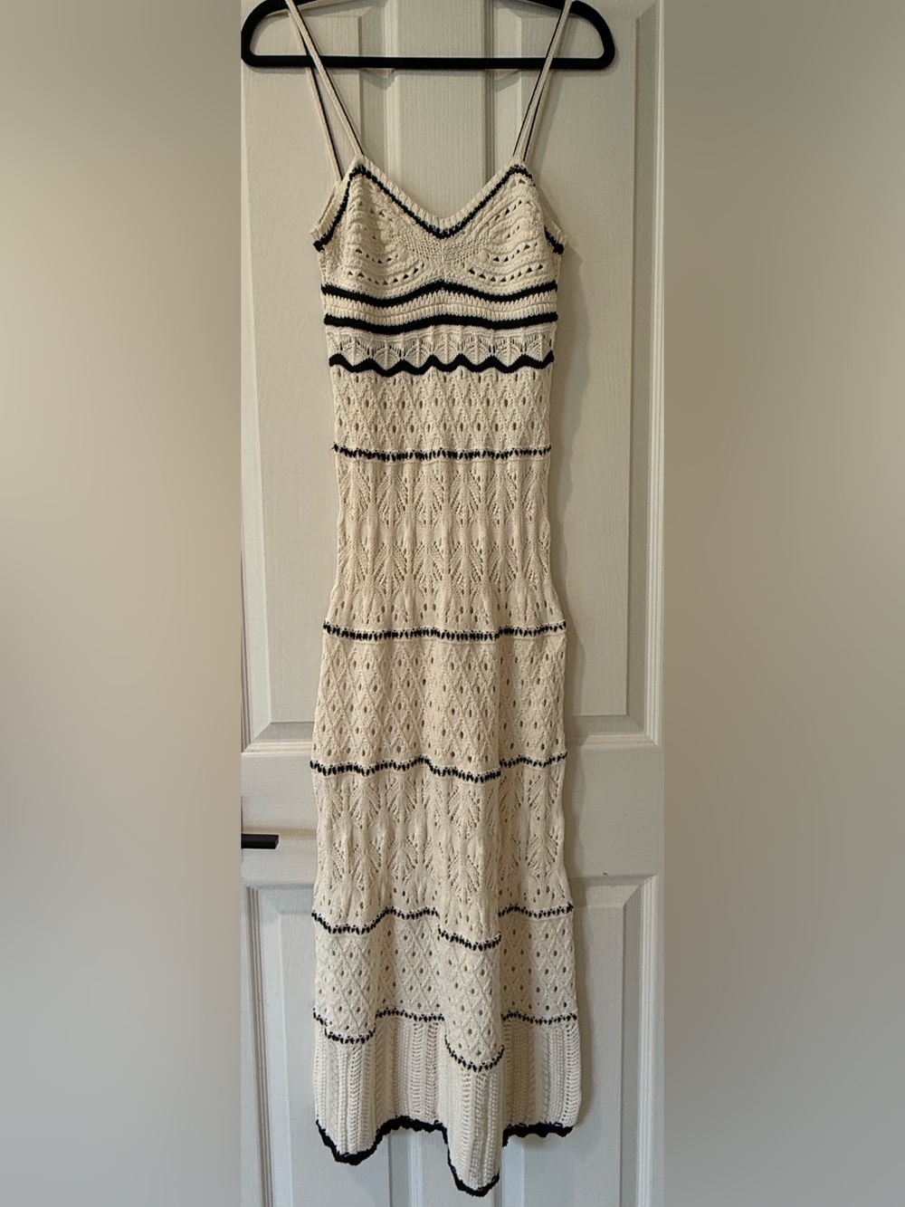 Zara Long Crochet Knit Maxi Dress